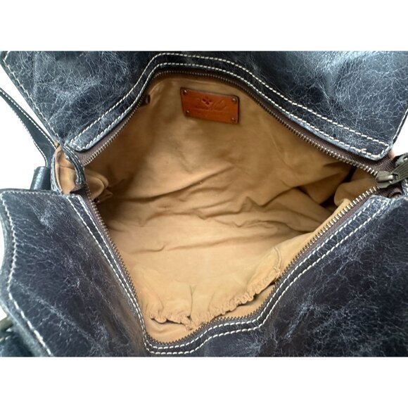 PATRICIA NASH Black Crackled Leather Satchel Crossbody bag - Picture 2 of 8